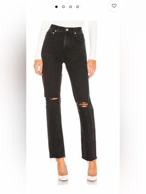 AGOLDE Cherie Black High-Rise Distressed Straight Jeans 27